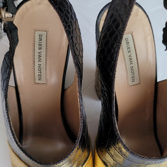 DRIES Van Noten sandal heels black gold croc python - Picture 12 of 14